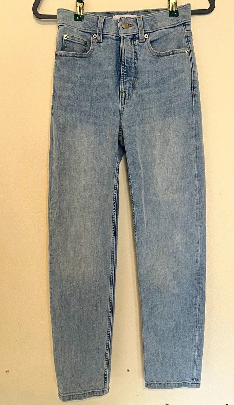 Spanx Women's Light Blue High Rise Slim Straight Jeans 5-Pocket Sz 2